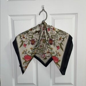 Floral Elegance Black and Cream Scarf
